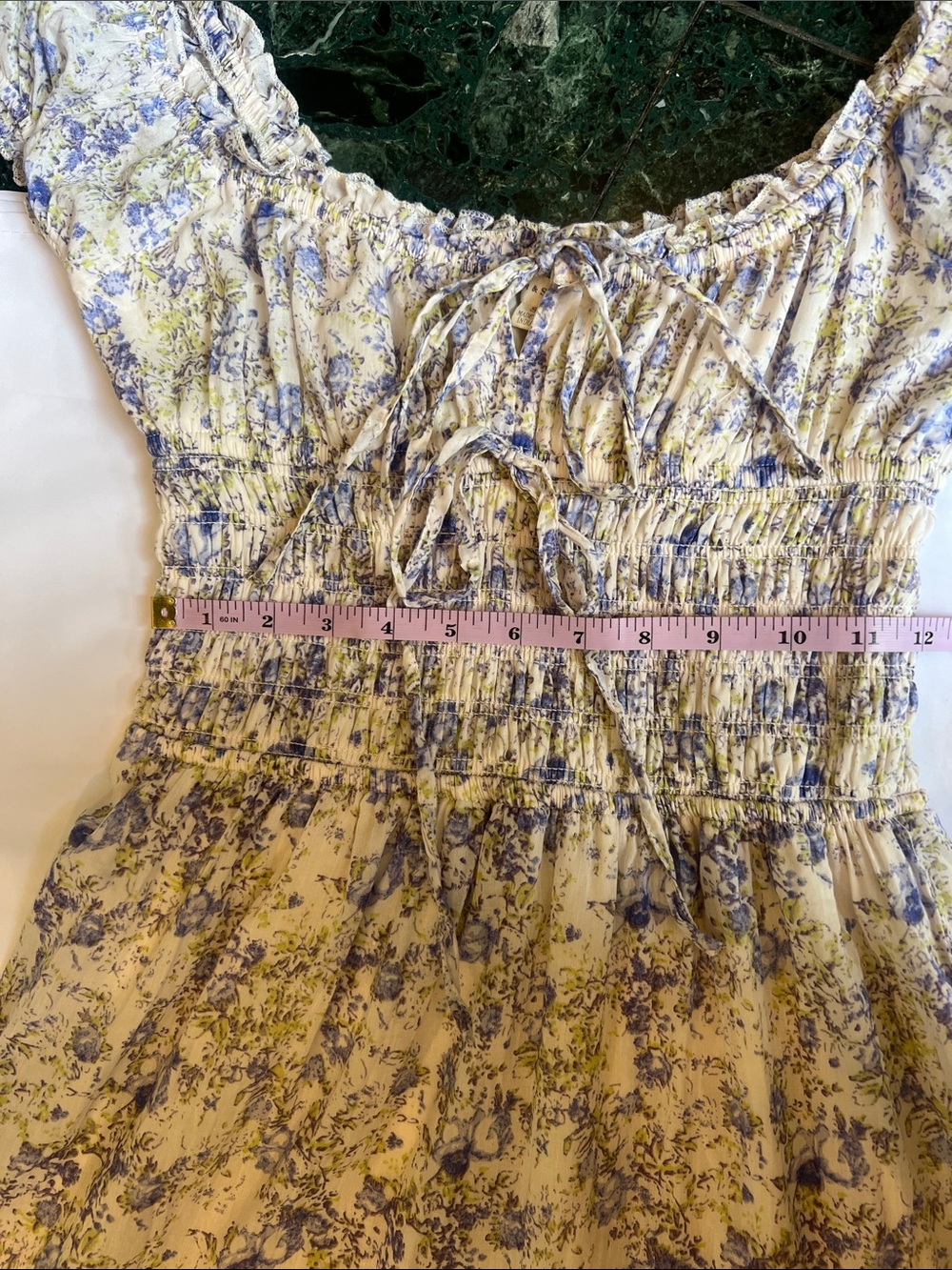 Floral Smocked Tiered Maxi Dress Sz S Prairie Boho Beach Cowgirl Romantic - Picture 5 of 10